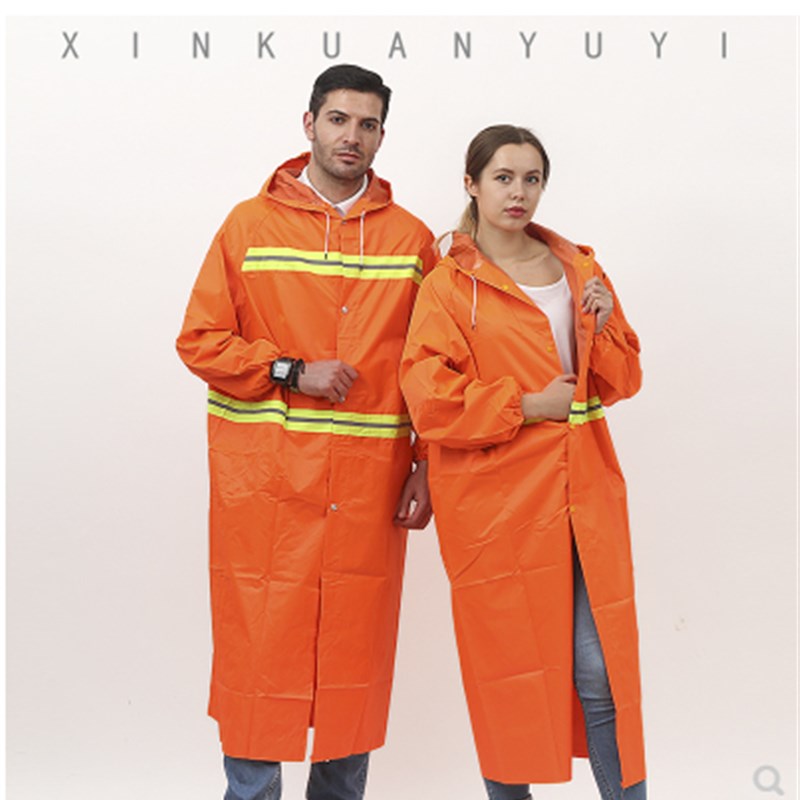 速发工邮橙色卫反光条分体式套装大褂道路施包环带清洁工人雨衣可