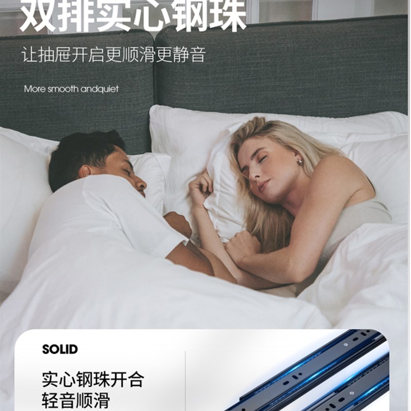 速发炬森抽屉滑轨滑道轨道阻尼橱柜缓冲反弹导轨三节静音橱柜五金图片