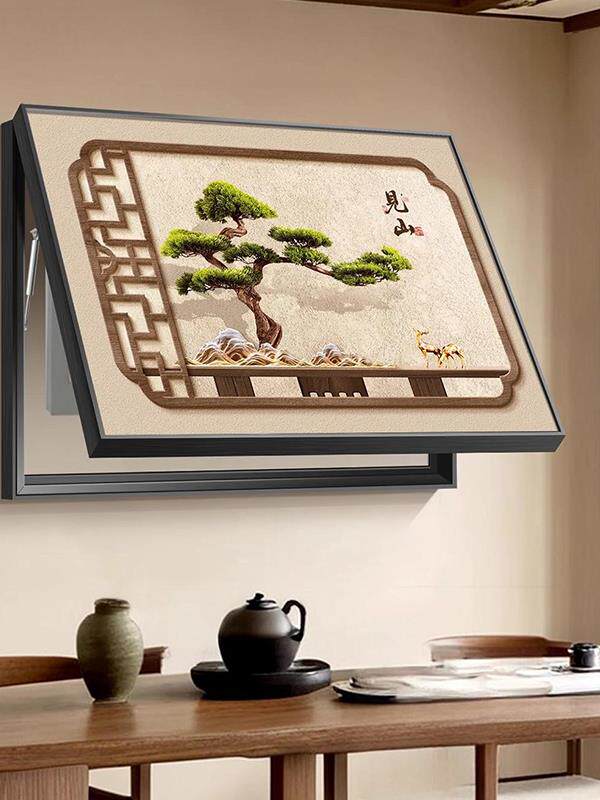 现货竹报平安装饰画盒遮挡挂y画中式竹子多媒体箱遮丑配电箱盖板