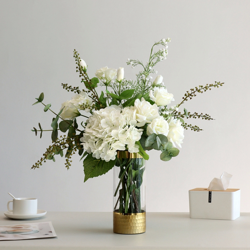 速发白球清新简约2021视款绣色客厅餐桌花束电新柜玫瑰花艺