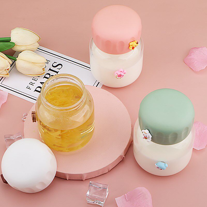 速发便携胖胖杯牛奶咖啡玻璃杯带刻度杯子餐你水杯燕窝早迷燕麦豆