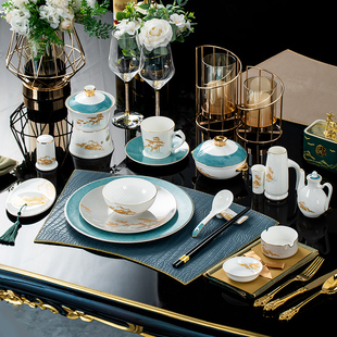 速发亚彩私人会所星级酒店碗厢盘子高摆豪华饭店包碟骨瓷餐具档台