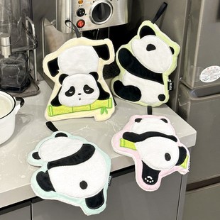 速发可爱大熊猫擦手巾家用厨房锅垫加厚吸水速干擦手布卫洗间生手