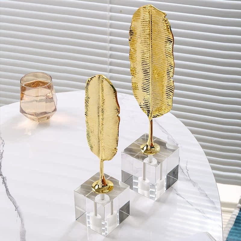速发轻奢合金芭蕉关软子装饰品办公室书房玄叶柜大理石工艺品创意