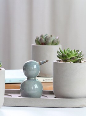 速发圆形组泥套装水合小花盆简约创意器盆绿植多肉桌面盆栽带托盘