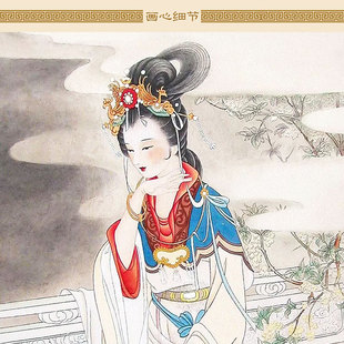 极速嫦娥奔月图 常娥姮娥仙女画像 月神K丝绸画卷轴挂画神仙装饰