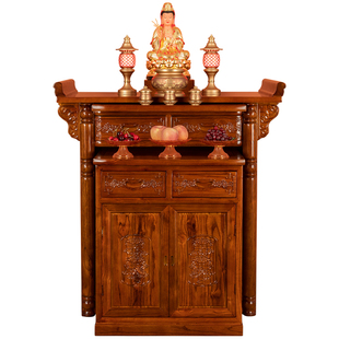 极速实木压脚樟佛龛佛p柜家用立柜神楼中式 带拉柜神龛神台神柜供