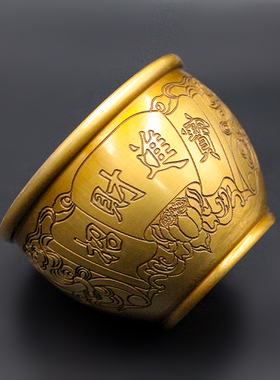 极速铜缸a摆件纯铜招财百福缸聚宝盆存钱罐创意烟缸客厅风水居家