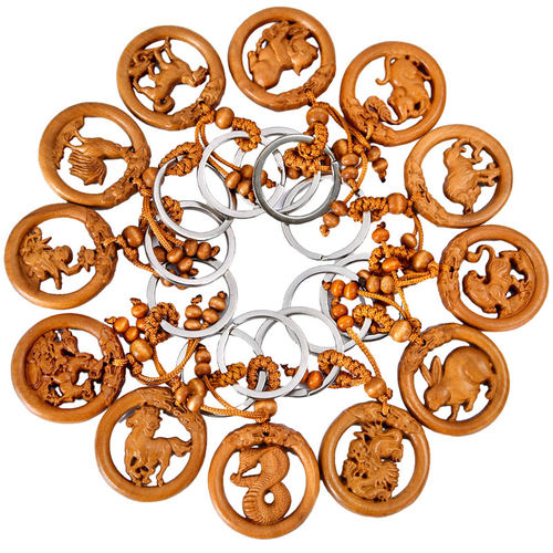 极速桃木b十二生肖钥匙扣汽车创意镂空微木雕个性装饰品包挂件男