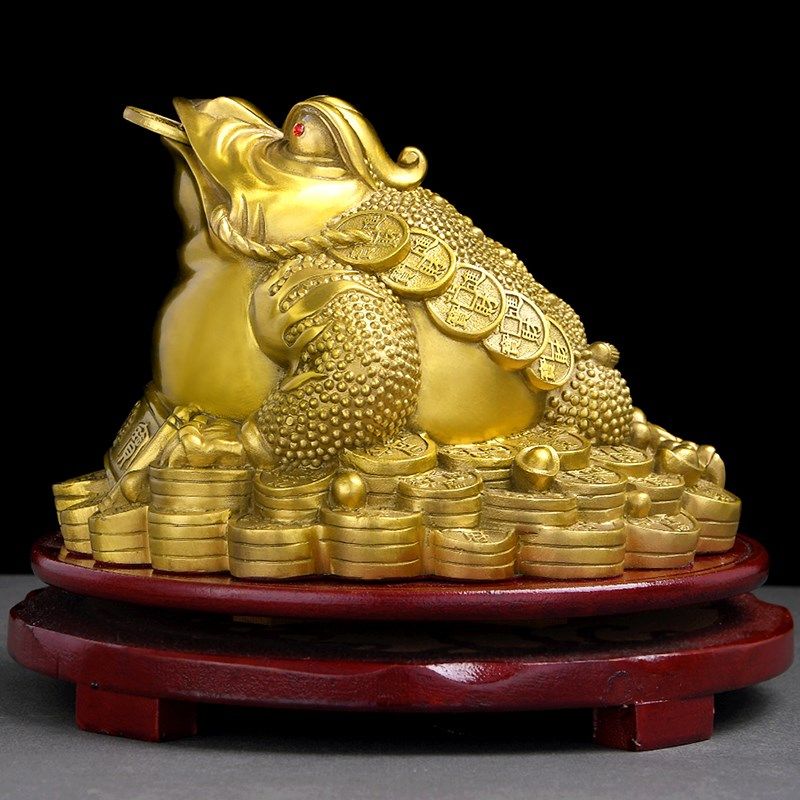 极速铜金蟾摆件黄铜三足蟾蜍金A蝉办公室家居玄关酒柜店铺开业装