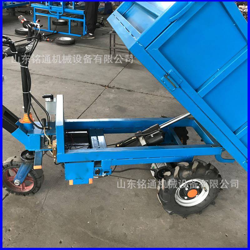 极速厂销b站立电动箱式灰斗车 搬运拉砖护栏平板车 四轮升降台车