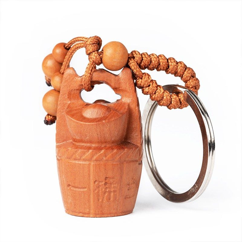 极速泰山肥城东南桃o木一桶金钥匙扣挂件汽车钥匙扣圈挂件随身携