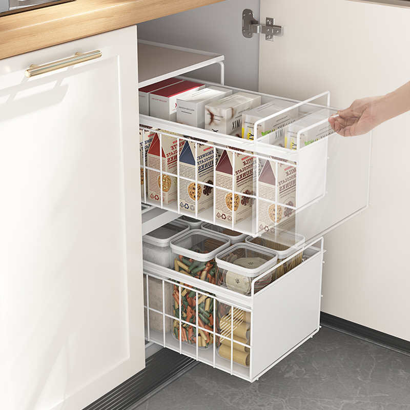 极速整体橱柜内抽拉式收纳碗碟盘拉篮厨房调料置物架下Z水槽抽屉
