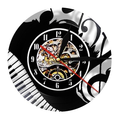 极速Piano Room Music Notes VinylC Record Clock Musician Pian