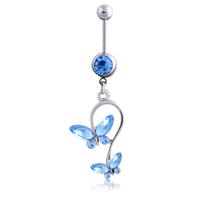 极速New butterfly zircon navel nail navel buckle跨.境新款肚