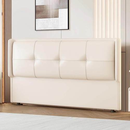 现代简约猫抓皮床头背板一体落地实木床头靠背2025新款软包床头板