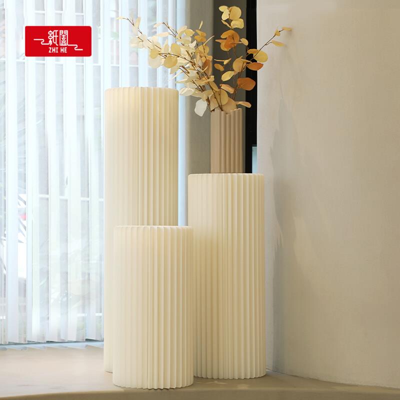 纸艺立柱婚礼道具布置展厅展示台罗马柱圆柱折叠摆件婚庆陈列装饰