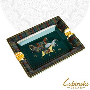 LUBINSKI雪茄烟灰缸时尚 高档烟具 个性 两槽创意家用陶骨瓷方形台式