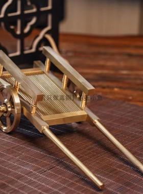 纯铜拉车黄铜手推车满载而归平板车70年80年代农村办公室桌面摆件