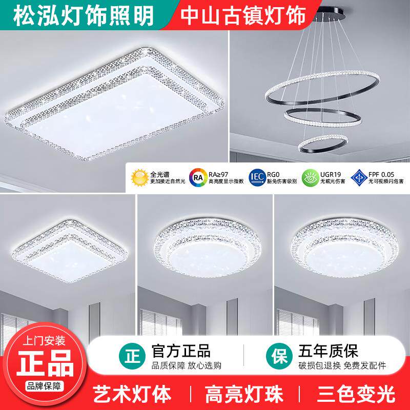 2025新款主卧室客厅灯具满天星吸顶灯长方形网红热卖led水晶套灯