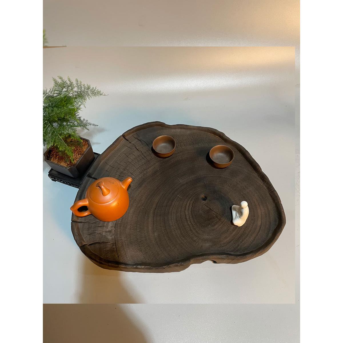 香樟实木茶托 壶承 底托干泡台茶盘杯垫 复古侘寂风茶台 碳化原木