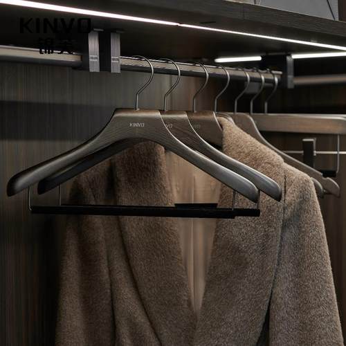 锦芙高端木质衣架大衣西服专用衣架高档卧室衣柜衣帽间黑色衣挂