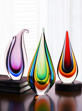 琉璃工艺品轻奢现代水晶花瓶摆件客厅玄关酒柜博古架聚财装饰品