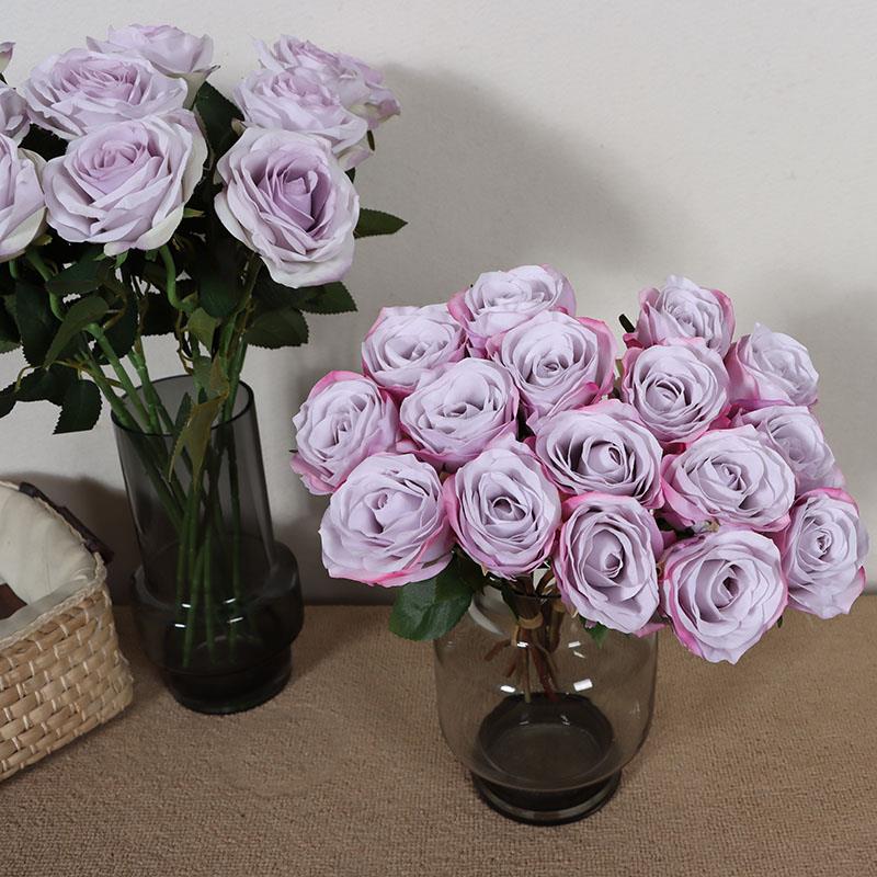 手札多头海洋之歌紫色玫瑰花彷真花束 照相馆摄影拍摄布置绢布假