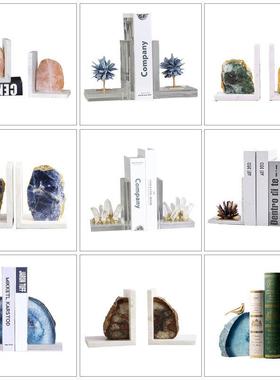 大理石书挡书立书靠摆件办公室书档装饰品样板间书房软装轻奢高档