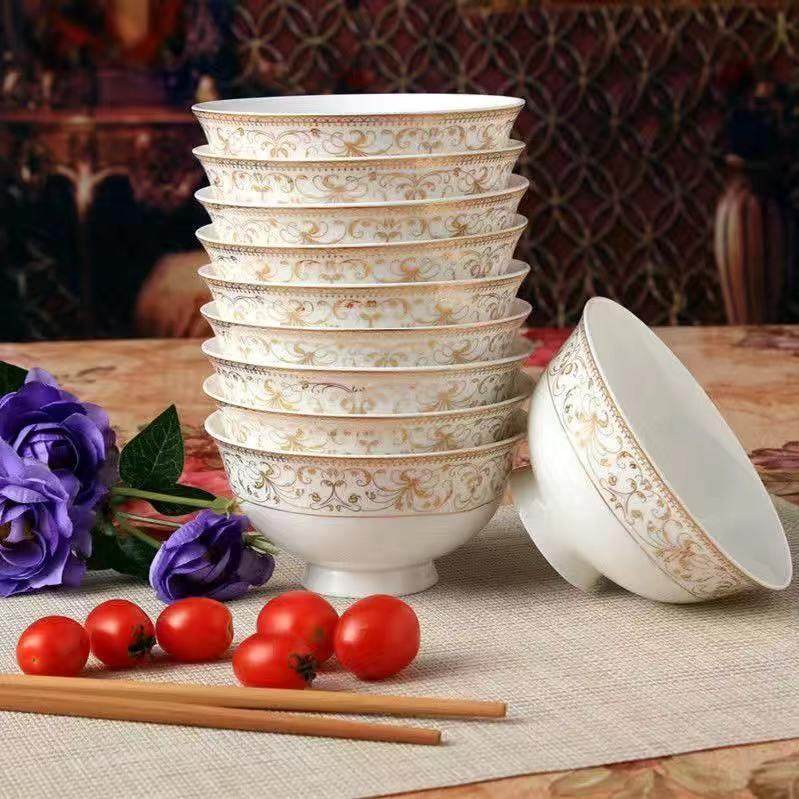 10个装景德镇家用米饭碗陶瓷碗单个吃饭碗餐具碗碟套装碗盘小汤碗,餐饮具,碗,淘宝优惠券,粉丝福利购,淘宝优惠卷