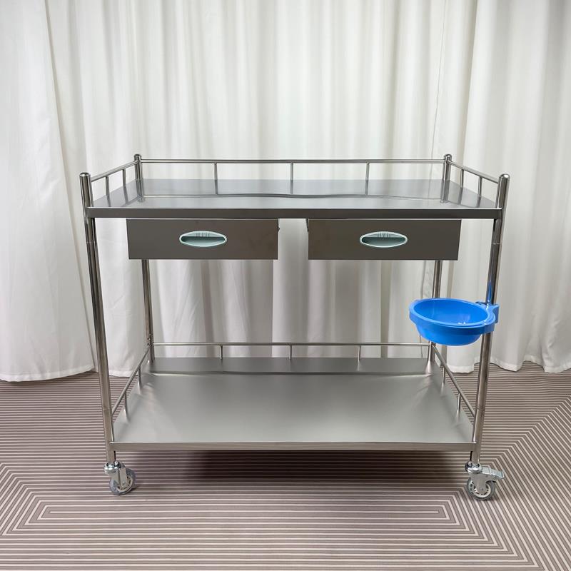 加厚不锈钢治疗车器械台医用小推车仪器车医疗长方形手术美容车