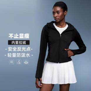 秋冬新款修身连帽棉服外套女短款显瘦保暖跑步运动健身服D25121