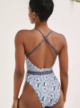 ANTHRO**LOGIE人类学外沙滩温泉度假泳装连体高开衩泳衣花朵新款