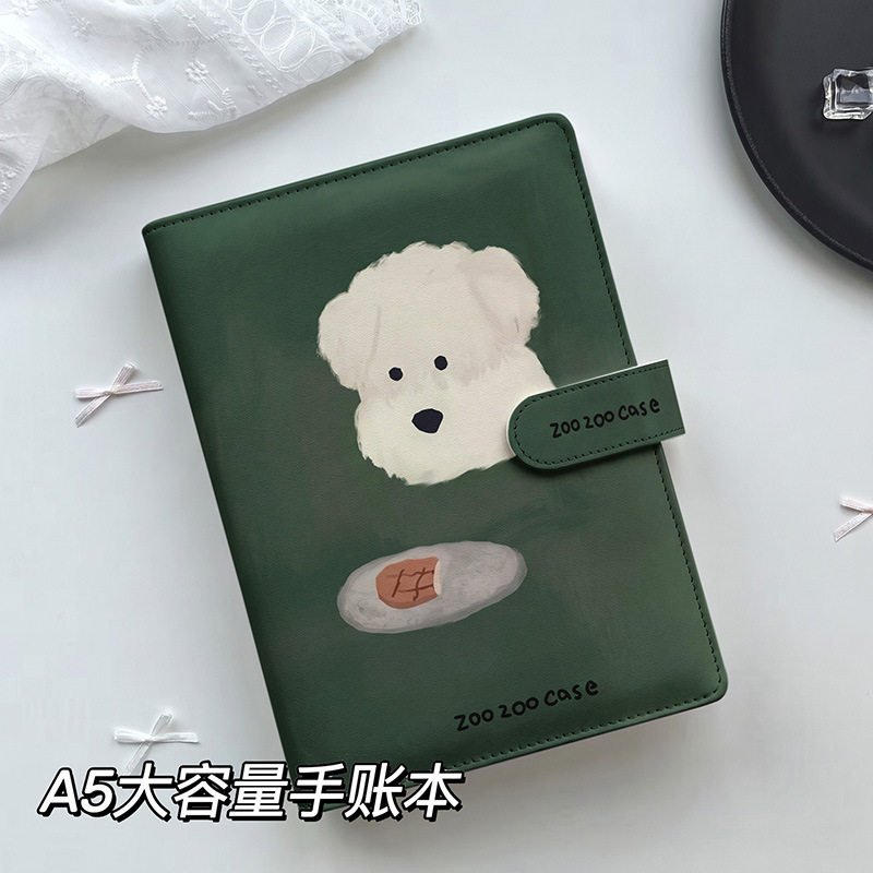 PU白色小狗深绿笔记本/记事本
