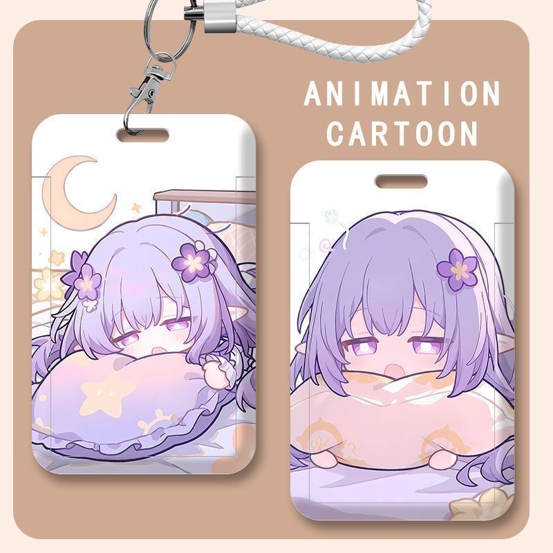 打瞌睡Q版遐蝶可爱卡套工厂牌门禁卡学生饭卡校园卡羊城通公交卡定制挂绳校牌定制工厂牌电梯钥匙扣卡套一体