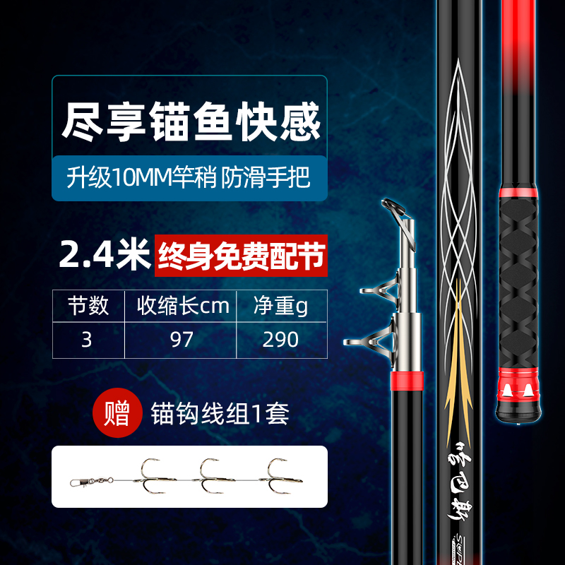 现货锚鱼竿锚杆超硬远投巨物海杆套新款可视瞄鱼杆裸杆套装
