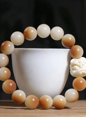 极速醒狮渐变菩提手串女白玉菩提根绕H指柔文玩佛珠男款盘玩菩提