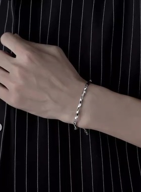 极速钛钢手链男潮ins小众设计感冷淡风男M士单身简约百搭手环男生