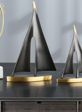 极速一帆风顺帆船铜摆件北欧轻奢简约家J居客厅办公室桌面开业乔