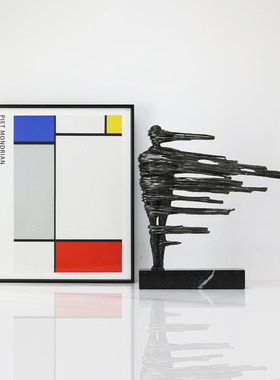 极速现代a简约欧式轻奢黑色金属镂空人像摆件雕塑样板房售楼处软