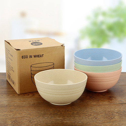 极速4 PCS/Set Kitchen Tableware Wheat Straw BQowl Food Grade