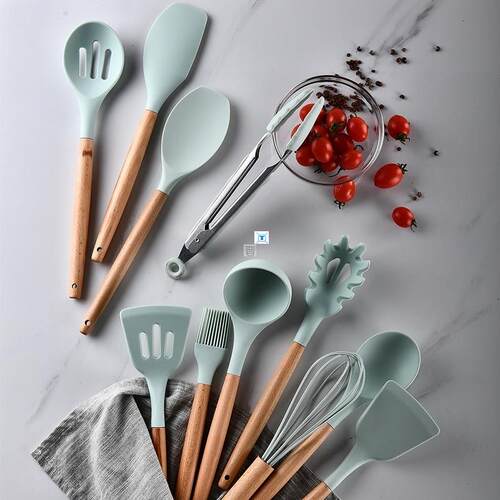 新品9/10/d12PCS Silicone Cooking Utensils Set Non-stick Spat