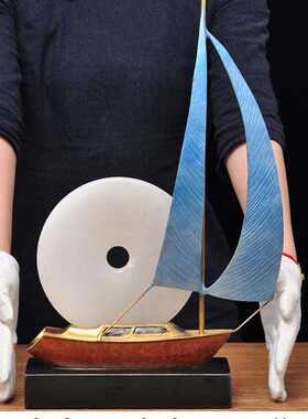 新品一帆风顺帆船平m安扣摆件招财家居客厅玄关装饰工艺品店铺开