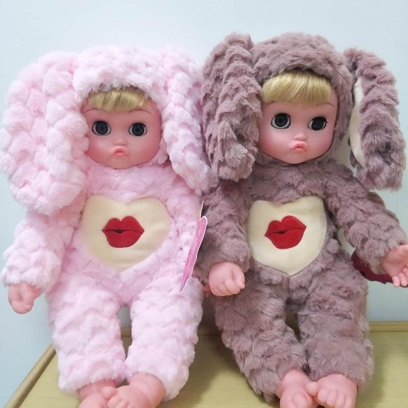 极速Cute doodle mouth blink soft rubber dollO standing ear m