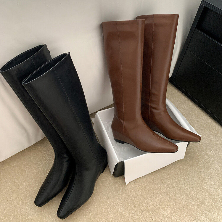 跟高4.5cm/34-39/爆款小方尖头简约韩版一脚蹬时装靴