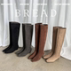 含内增高4cm 跟高5cm 秋冬新款 简约百搭舒适平底直筒靴女