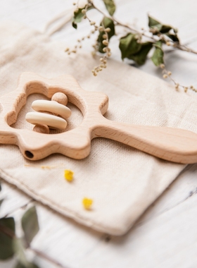 极速1PC Baby Wooden Rattle Beech Animal Hand TeRething Woode