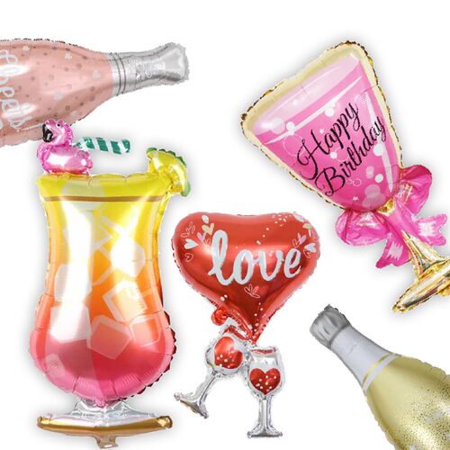 新品.Rose Gold Champagne Bottle WinGe Mylar Balloons Party