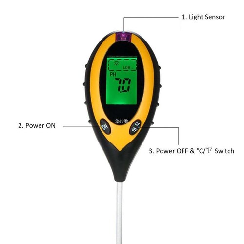 新品4 In 1 Soiil Ph Meter Soil Tester PH Moisture Meter Temp