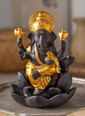 新品泰式复e古象鼻神陶瓷禅意摆件开业礼品店铺办公室收银台桌面